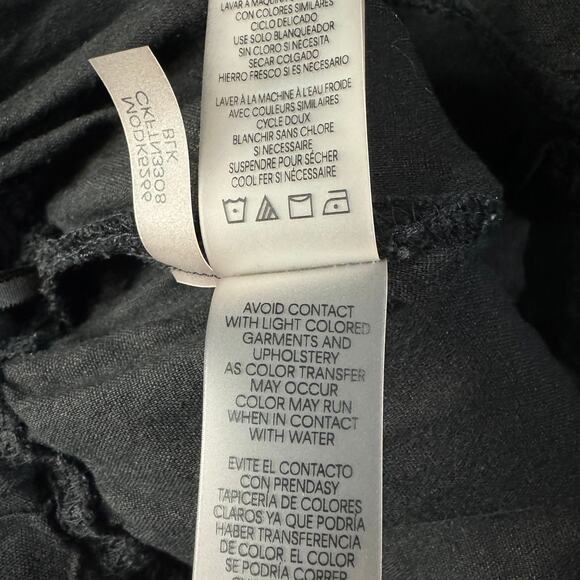 Calvin Klein Medium Straight Capri Pants Linen Blend Stretch Elastic Waist Black - Picture 8 of 8